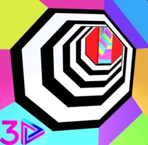 Gameplay screenshot of the Color Tunnel showing a player navigating a vibrant, multi-colored tunnel.