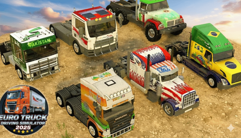 Showcasing the advanced graphics of Euro Truck Driving Simulator 2025, a powerful European truck drives through a dynamic weather storm, a feature improved from Euro Truck Simulator 2.