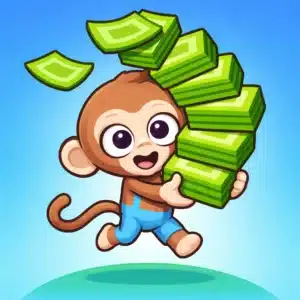 Monkey Mart browser game showing monkey managing a supermarket