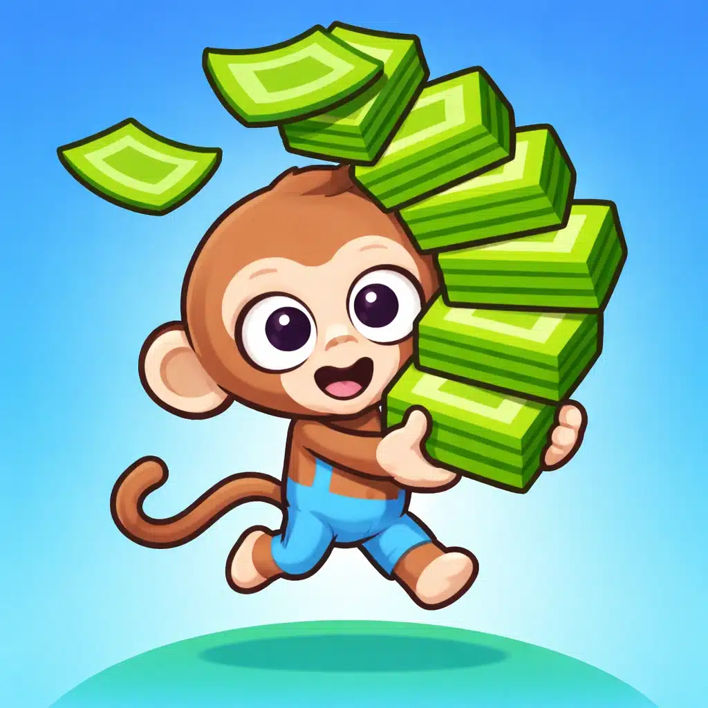 Monkey Mart browser game showing monkey managing a supermarket