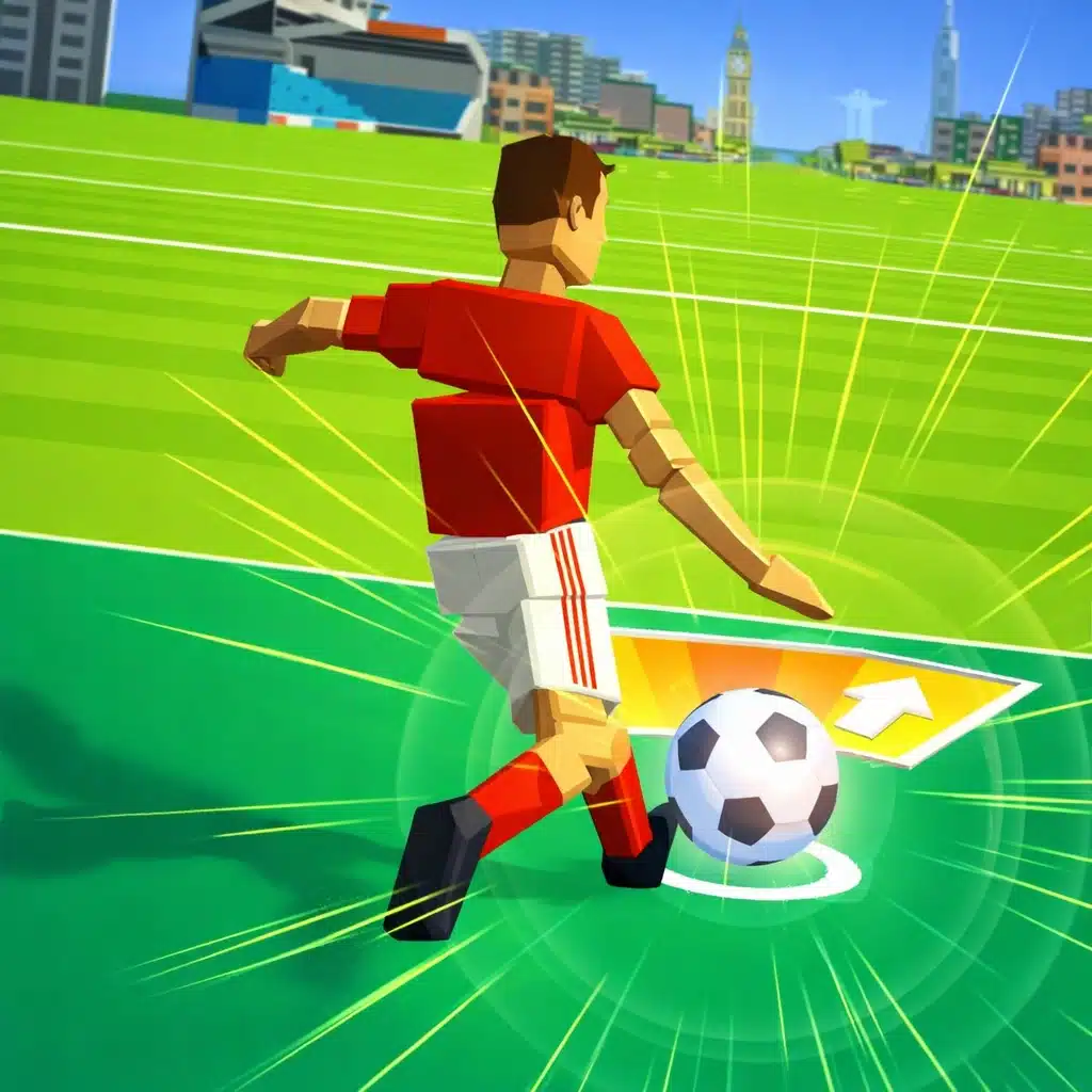 Orbit Kick browser game showing soccer ball flying through the sky